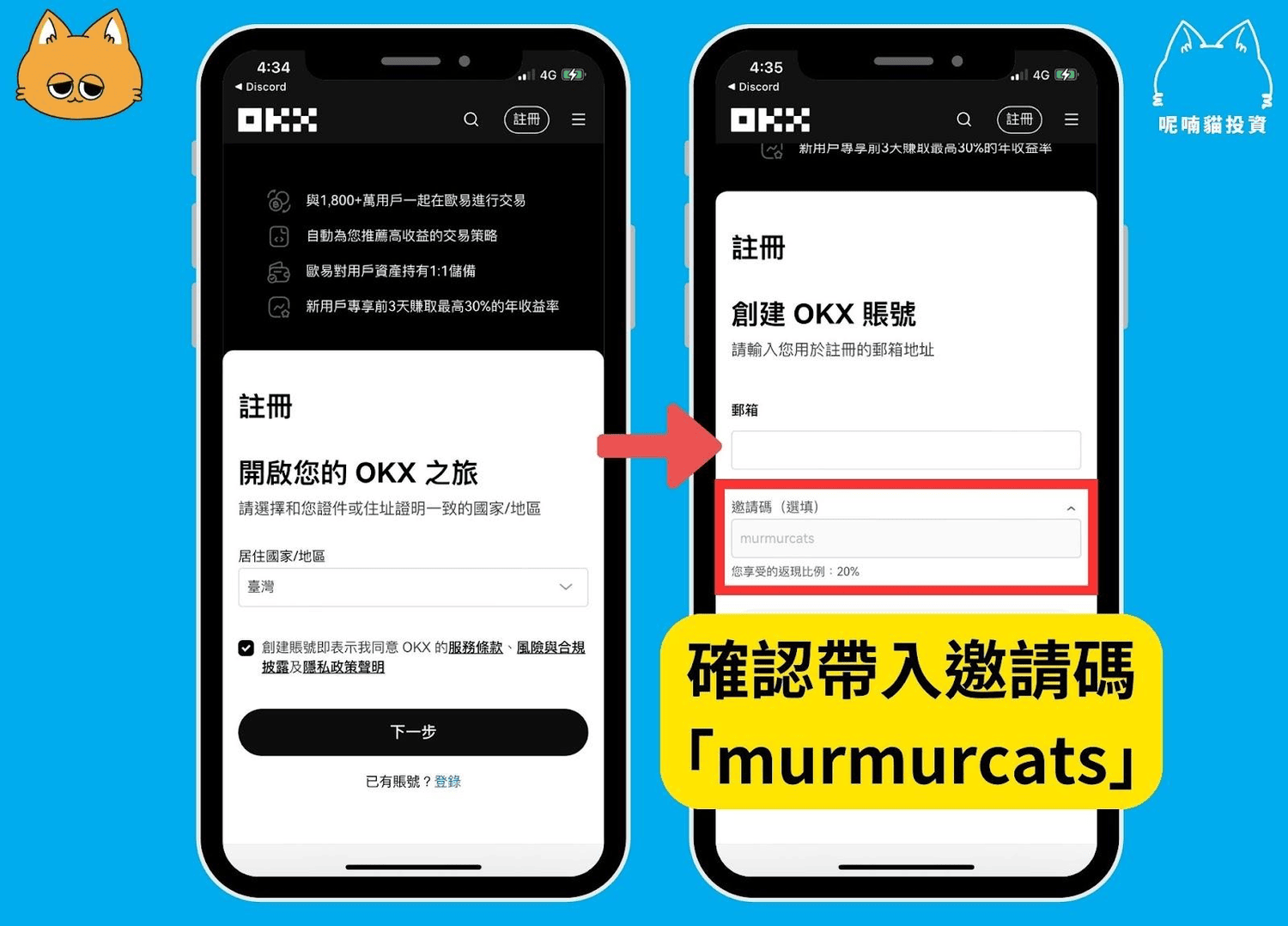 2024 最新|輸入 OKX 推薦邀請碼【murmurcats】折 20% 手續費 + 20,000U 盲盒空投 - 第3張圖