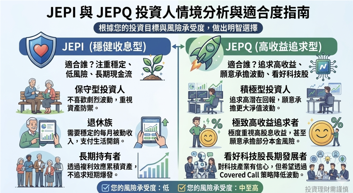 2026 JEPI vs JEPQ 完整比較：核心差異、標的配置、風險與適合投資人分析