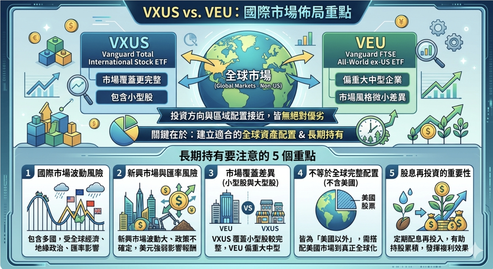 2026 VXUS 與 VEU 比較解析：國際市場配置、成分差異與投資定位一次看懂
