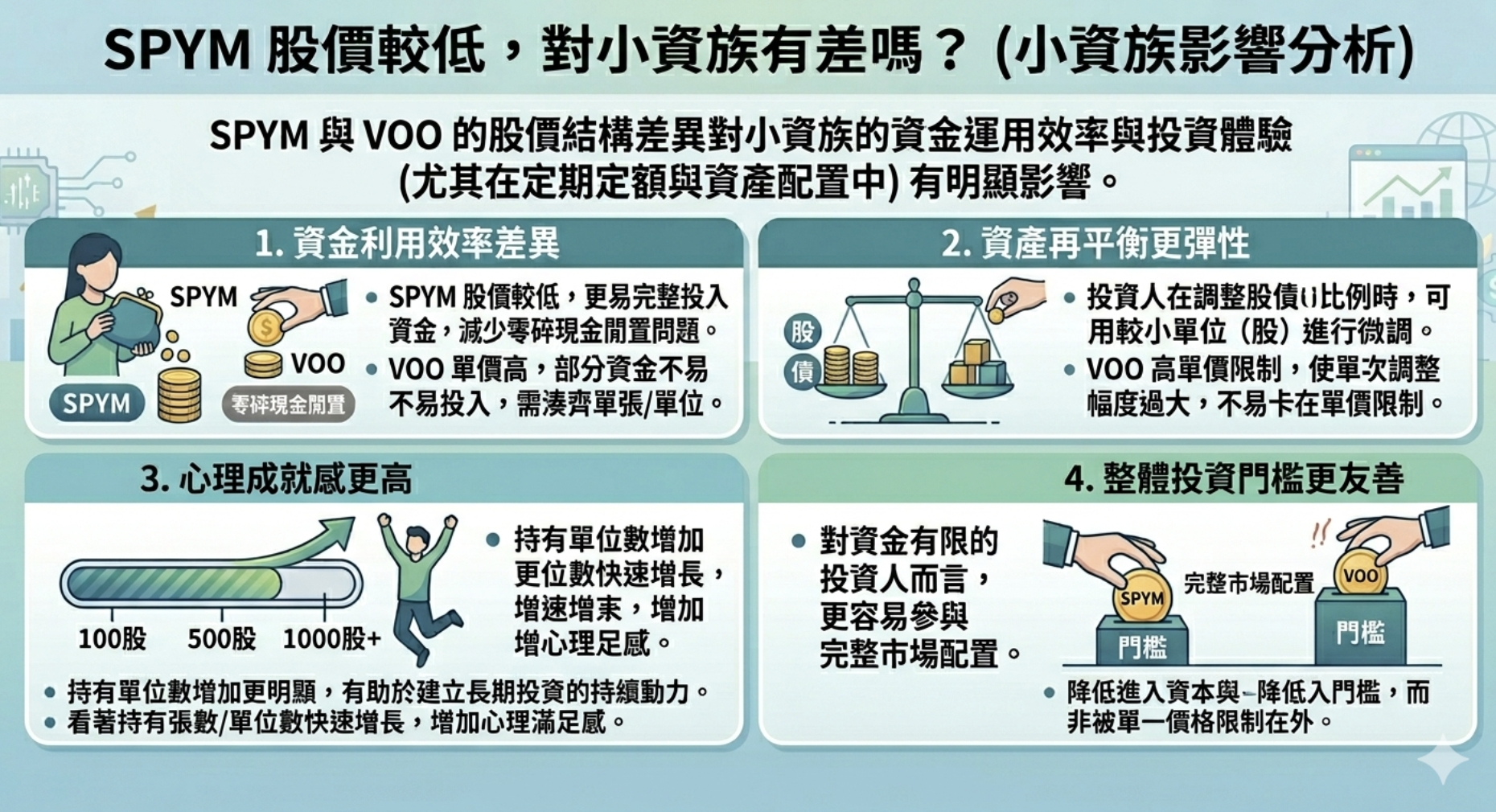 2026 SPYM vs VOO 完整比較：核心差異、標的配置、長期報酬比較與適合投資人分析
