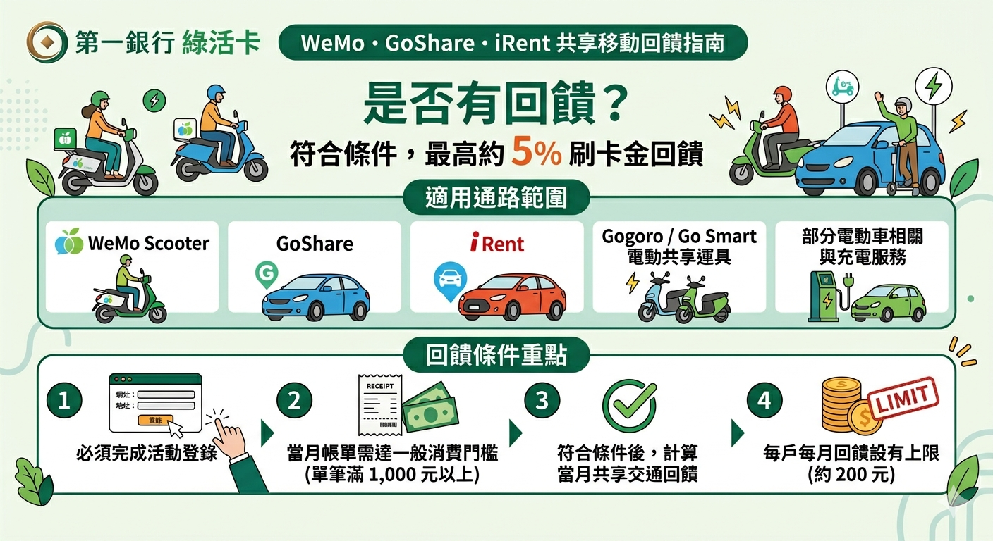 2026第一銀行綠活卡怎麼用？日常消費、交通優惠與共享運具回饋分析