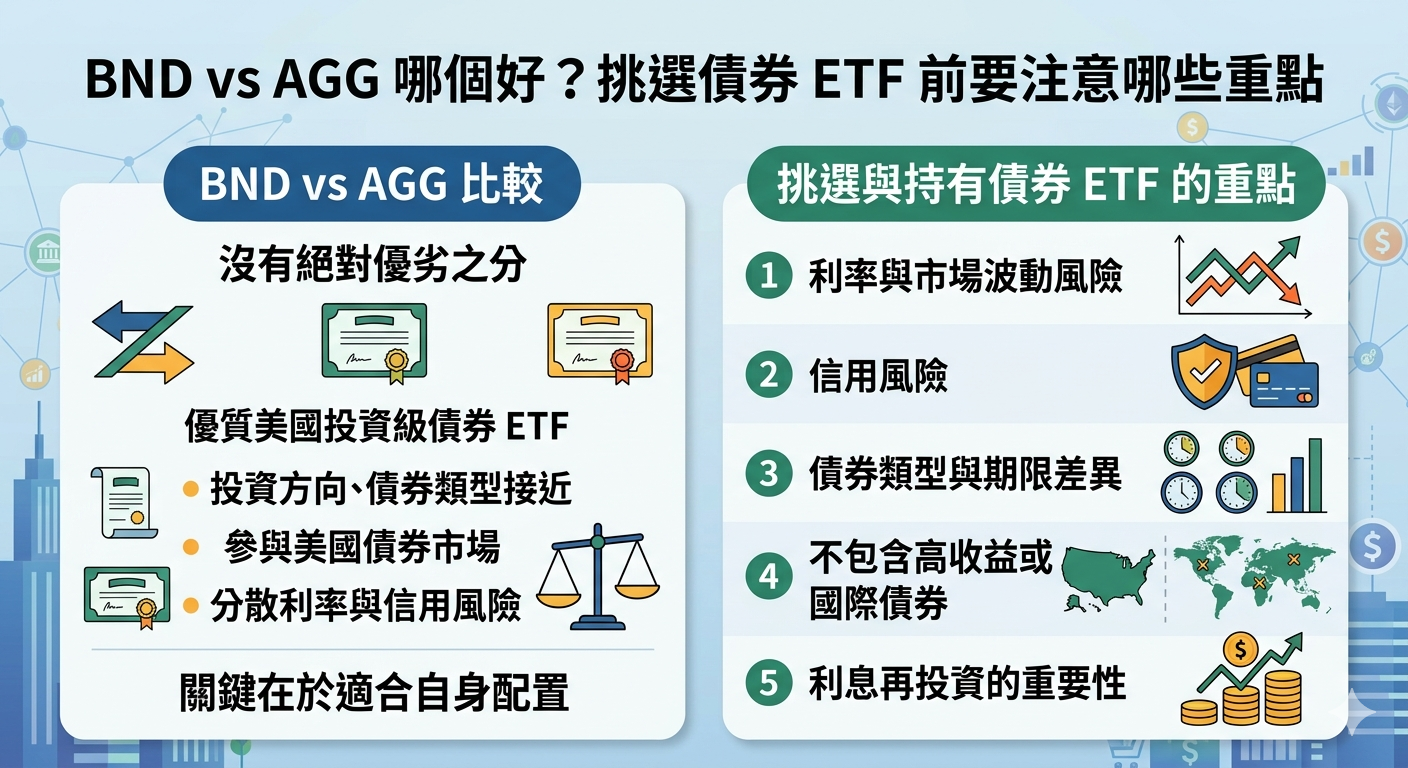 2026 BND 與 AGG 差異比較：美國債券市場布局、成分結構與投資策略全解析