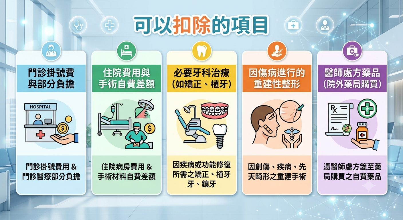 醫藥費列舉扣除額完整指南:2026報稅省稅關鍵,哪些能扣、哪些不能扣一次看懂 - 第2張圖 醫藥費列舉扣除額完整指南:2026報稅省稅關鍵,哪些能扣、哪些不能扣一次看懂