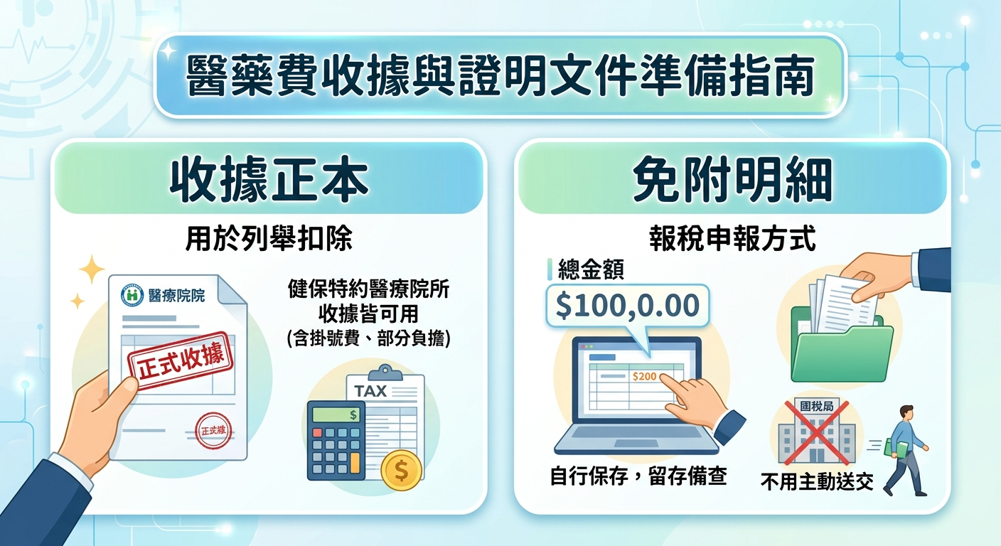 醫藥費列舉扣除額完整指南:2026報稅省稅關鍵,哪些能扣、哪些不能扣一次看懂 - 第4張圖 醫藥費列舉扣除額完整指南:2026報稅省稅關鍵,哪些能扣、哪些不能扣一次看懂