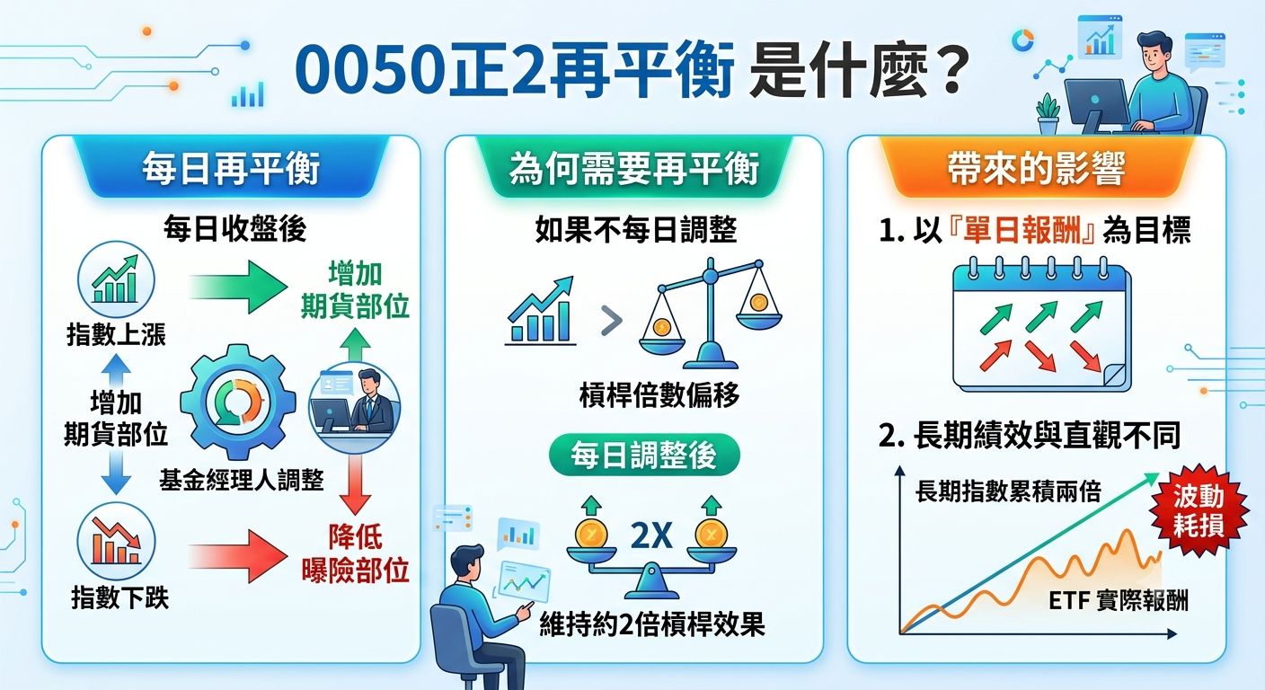 0050正2再平衡是什麼?一次搞懂每日再平衡原理、報酬影響與投資風險 - 第1張圖 0050正2再平衡是什麼?一次搞懂每日再平衡原理、報酬影響與投資風險